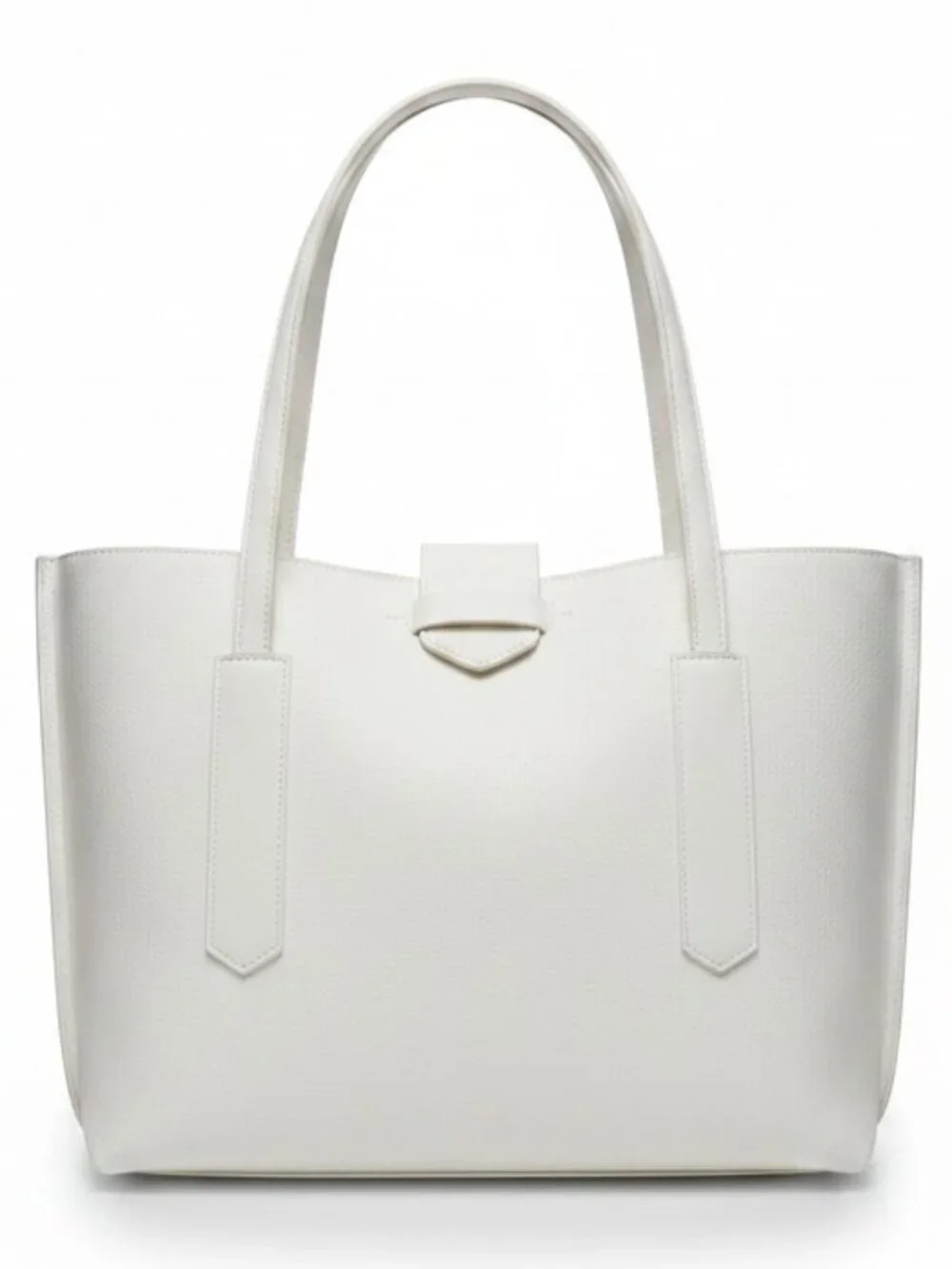 Steve Madden White Faux Leather Tote Bag Gold Logo Shoulder Purse